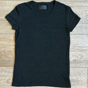 NWOT RtA Black Short Sleeve Tee w Silver Glitter Sparkly Shimmery Threading